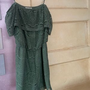 Green off the shoulder dress